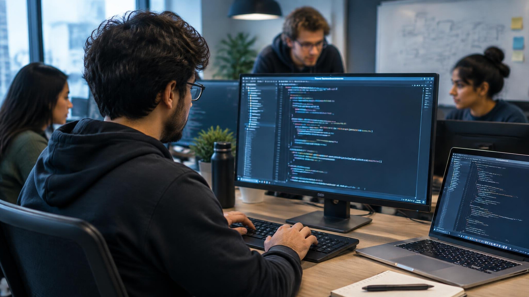 programmer writing code