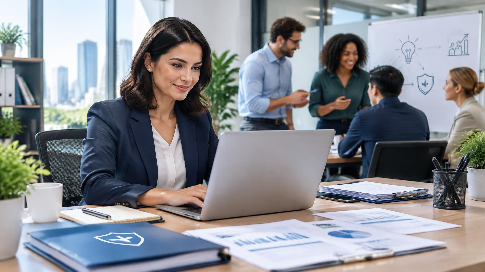 insurance professional with laptop