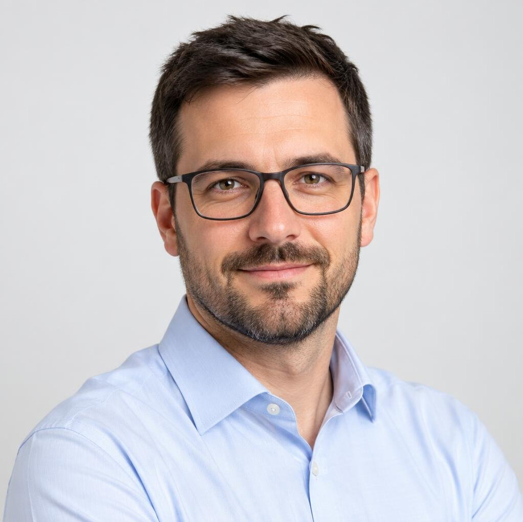 Croatian man IT consultant portrait in office setting